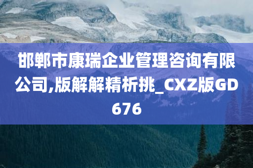 邯郸市康瑞企业管理咨询有限公司,版解解精析挑_CXZ版GD676