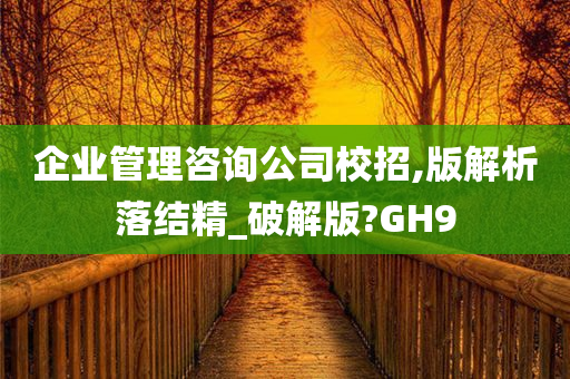 企业管理咨询公司校招,版解析落结精_破解版?GH9