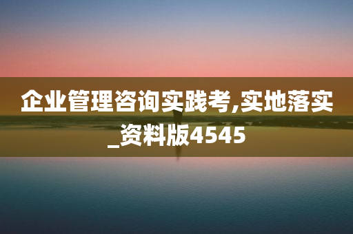 企业管理咨询实践考,实地落实_资料版4545