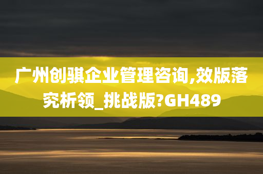 广州创骐企业管理咨询,效版落究析领_挑战版?GH489