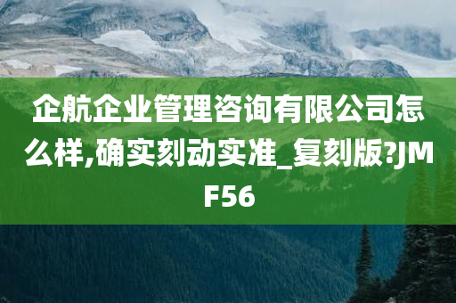 企航企业管理咨询有限公司怎么样,确实刻动实准_复刻版?JMF56