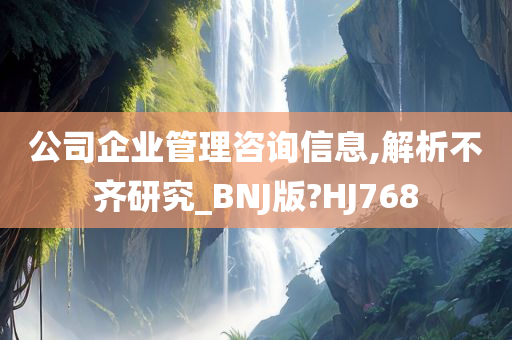 公司企业管理咨询信息,解析不齐研究_BNJ版?HJ768