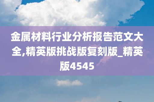 金属材料行业分析报告范文大全,精英版挑战版复刻版_精英版4545