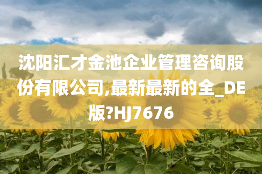 沈阳汇才金池企业管理咨询股份有限公司,最新最新的全_DE版?HJ7676