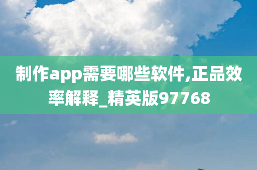 制作app需要哪些软件,正品效率解释_精英版97768