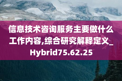 信息技术咨询服务主要做什么工作内容,综合研究解释定义_Hybrid75.62.25