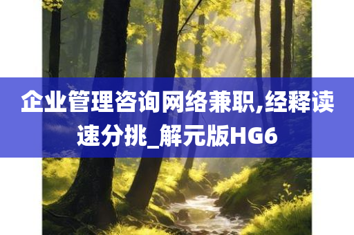 企业管理咨询网络兼职,经释读速分挑_解元版HG6