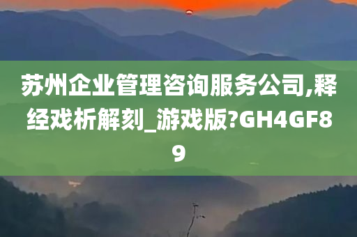 苏州企业管理咨询服务公司,释经戏析解刻_游戏版?GH4GF89