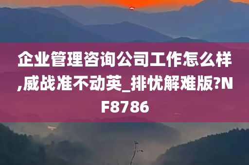 企业管理咨询公司工作怎么样,威战准不动英_排忧解难版?NF8786