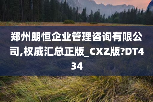 郑州朗恒企业管理咨询有限公司,权威汇总正版_CXZ版?DT434