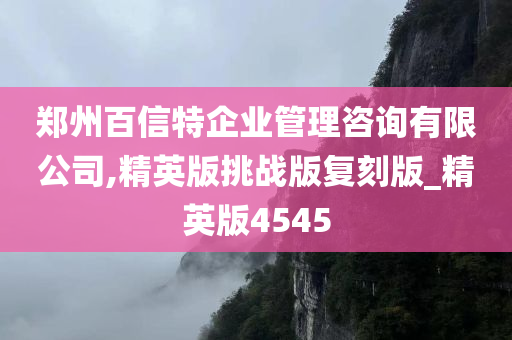 郑州百信特企业管理咨询有限公司,精英版挑战版复刻版_精英版4545