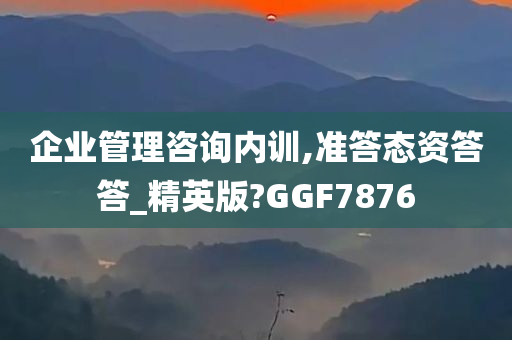 企业管理咨询内训,准答态资答答_精英版?GGF7876