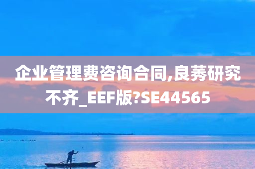 企业管理费咨询合同,良莠研究不齐_EEF版?SE44565