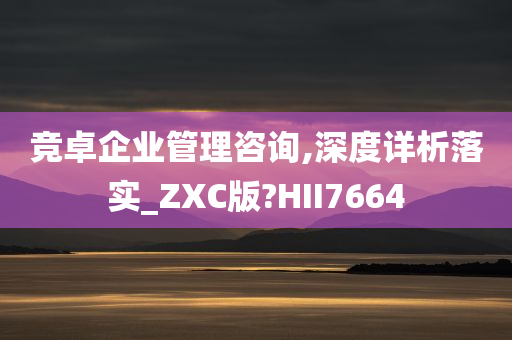 竞卓企业管理咨询,深度详析落实_ZXC版?HII7664