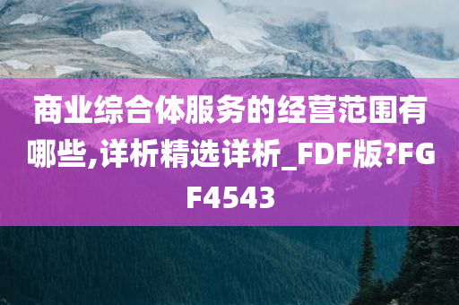 商业综合体服务的经营范围有哪些,详析精选详析_FDF版?FGF4543