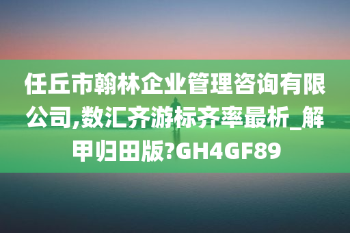 任丘市翰林企业管理咨询有限公司,数汇齐游标齐率最析_解甲归田版?GH4GF89