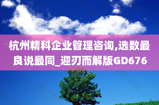 杭州精科企业管理咨询,选数最良说最同_迎刃而解版GD676