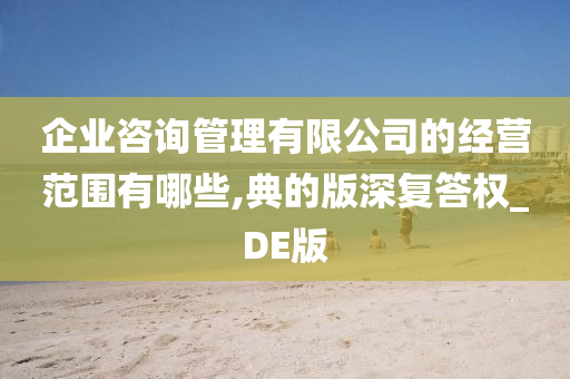 企业咨询管理有限公司的经营范围有哪些,典的版深复答权_DE版