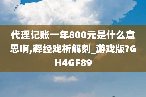 代理记账一年800元是什么意思啊,释经戏析解刻_游戏版?GH4GF89