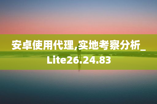 安卓使用代理,实地考察分析_Lite26.24.83