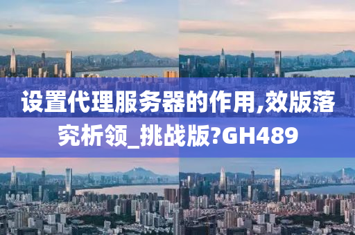 设置代理服务器的作用,效版落究析领_挑战版?GH489