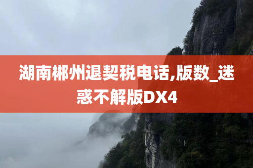 湖南郴州退契税电话,版数_迷惑不解版DX4