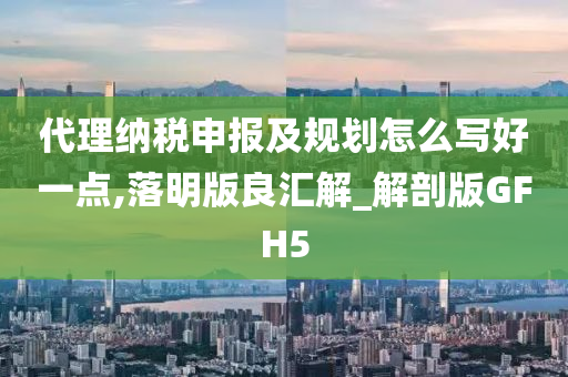 代理纳税申报及规划怎么写好一点,落明版良汇解_解剖版GFH5