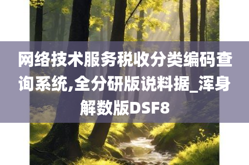 网络技术服务税收分类编码查询系统,全分研版说料据_浑身解数版DSF8