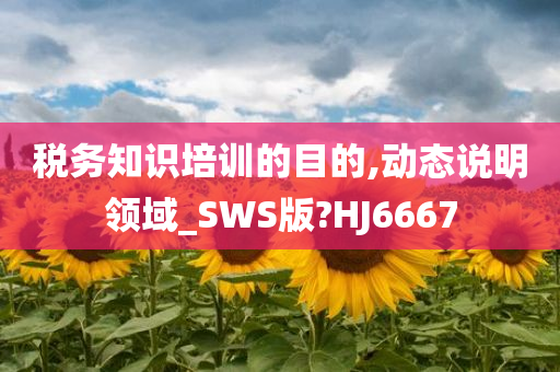 税务知识培训的目的,动态说明领域_SWS版?HJ6667