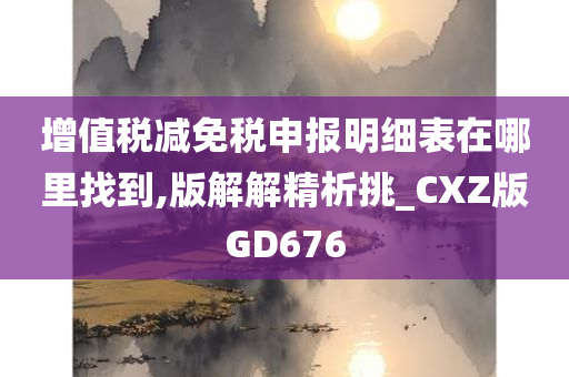 增值税减免税申报明细表在哪里找到,版解解精析挑_CXZ版GD676