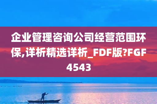 企业管理咨询公司经营范围环保,详析精选详析_FDF版?FGF4543