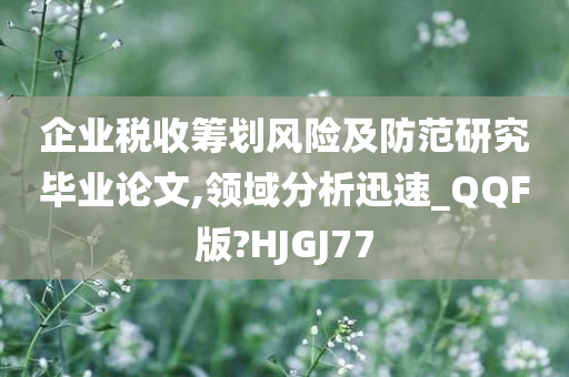 企业税收筹划风险及防范研究毕业论文,领域分析迅速_QQF版?HJGJ77