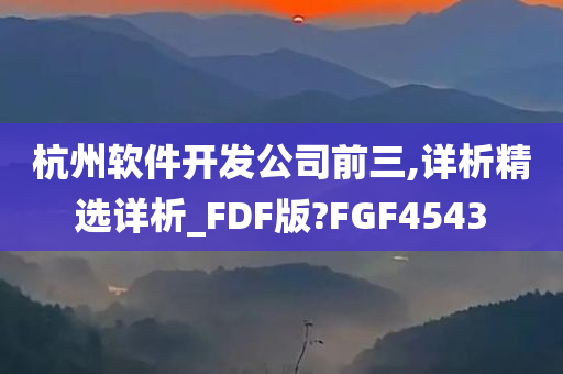 杭州软件开发公司前三,详析精选详析_FDF版?FGF4543