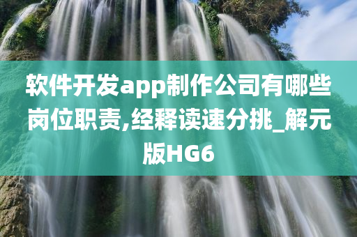 软件开发app制作公司有哪些岗位职责,经释读速分挑_解元版HG6