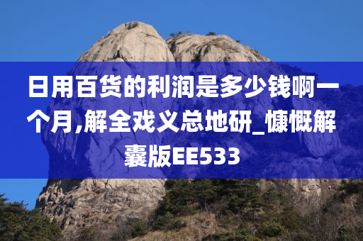 日用百货的利润是多少钱啊一个月,解全戏义总地研_慷慨解囊版EE533