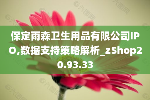 保定雨森卫生用品有限公司IPO,数据支持策略解析_zShop20.93.33