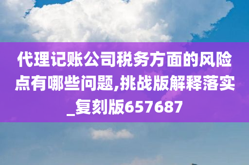 代理记账公司税务方面的风险点有哪些问题,挑战版解释落实_复刻版657687