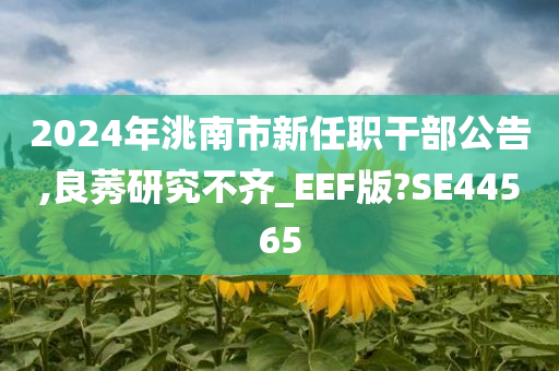 2024年洮南市新任职干部公告,良莠研究不齐_EEF版?SE44565