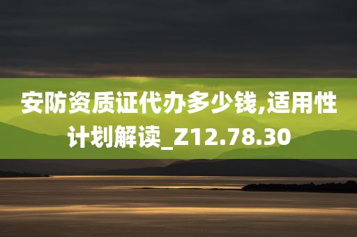 安防资质证代办多少钱,适用性计划解读_Z12.78.30