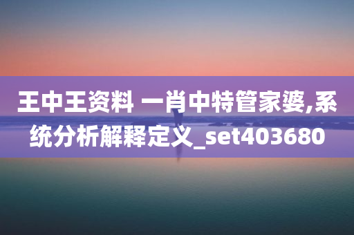 王中王资料 一肖中特管家婆,系统分析解释定义_set403680