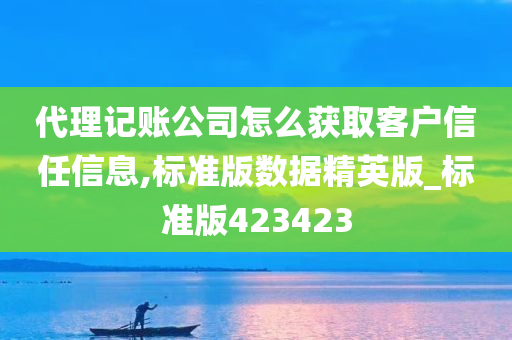 代理记账公司怎么获取客户信任信息,标准版数据精英版_标准版423423