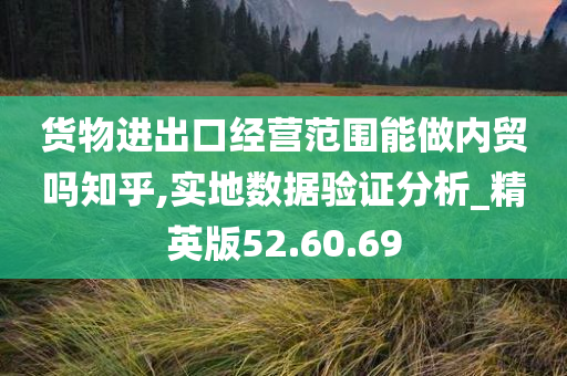 货物进出口经营范围能做内贸吗知乎,实地数据验证分析_精英版52.60.69