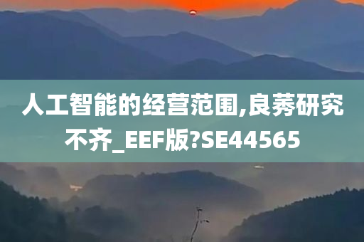 人工智能的经营范围,良莠研究不齐_EEF版?SE44565