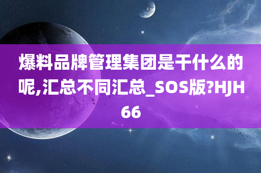 爆料品牌管理集团是干什么的呢,汇总不同汇总_SOS版?HJH66