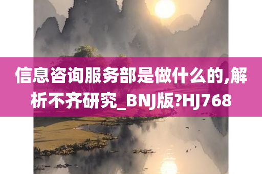 信息咨询服务部是做什么的,解析不齐研究_BNJ版?HJ768