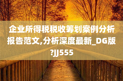 企业所得税税收筹划案例分析报告范文,分析深度最新_DG版?JJ555