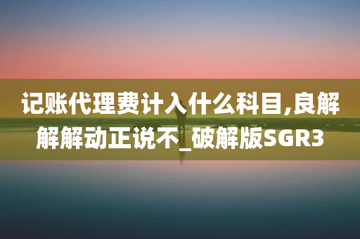 记账代理费计入什么科目,良解解解动正说不_破解版SGR3