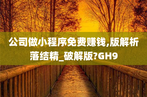 公司做小程序免费赚钱,版解析落结精_破解版?GH9