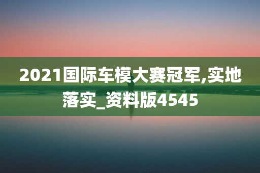 2021国际车模大赛冠军,实地落实_资料版4545