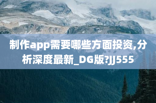 制作app需要哪些方面投资,分析深度最新_DG版?JJ555